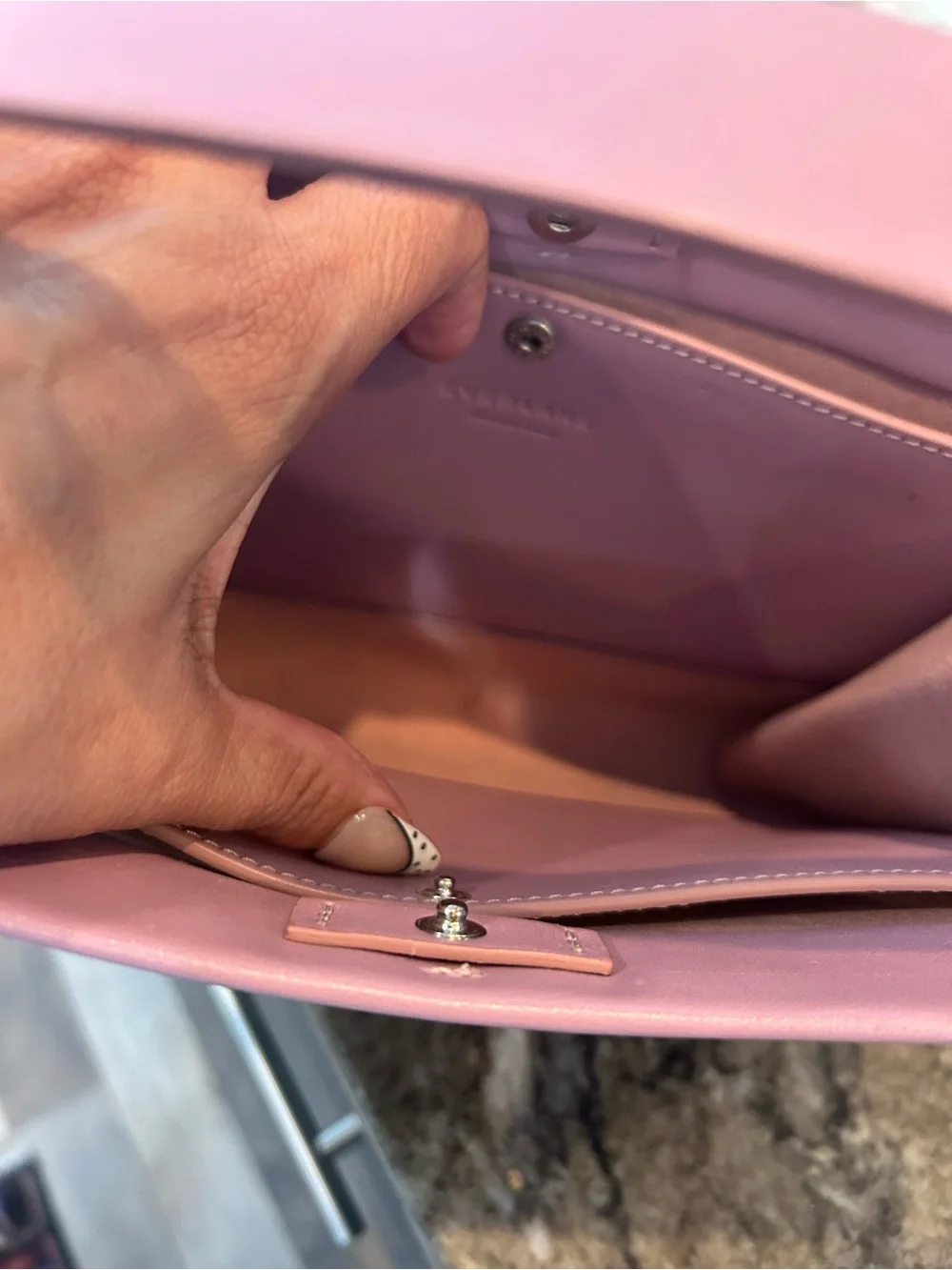 Everlane Lilac Pink the lunch box Bag made in Italy a few scuffs wear
